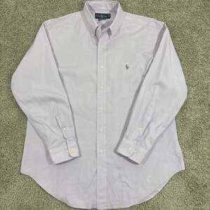 Ralph Lauren Classic Fit Lavender Oxford Button Down Shirt 16.5 32/33 Size L EUC
